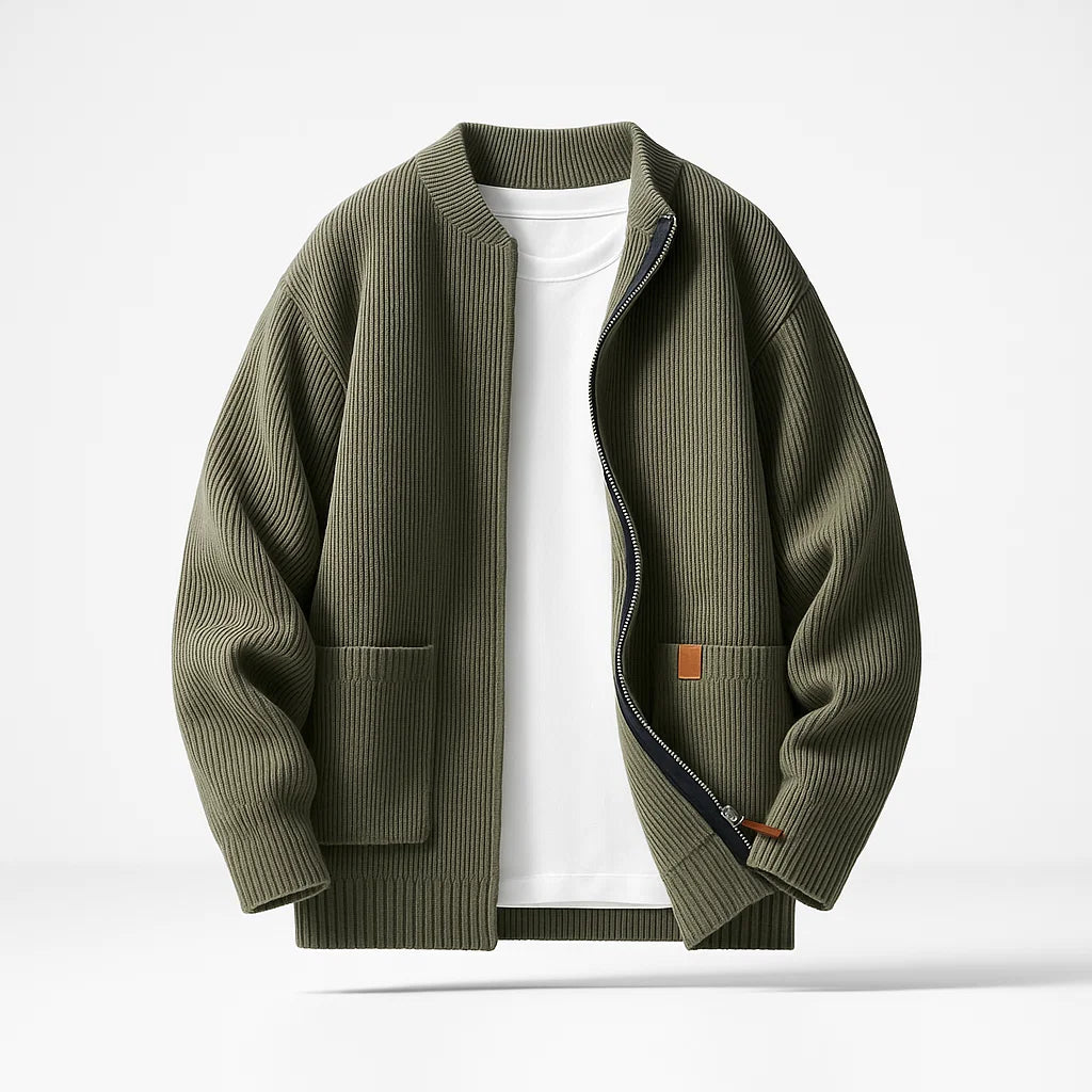 Men's Knit Sweatercoat - Montaro Style Green