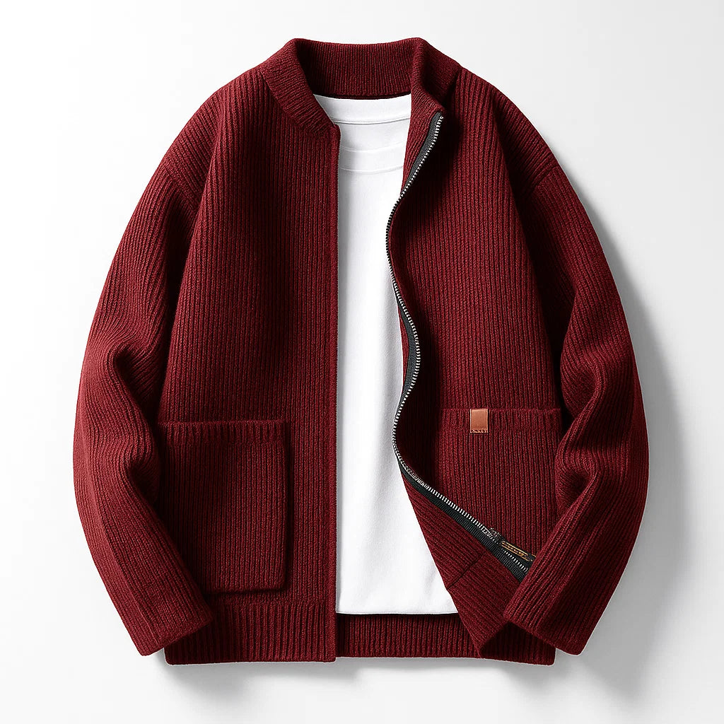 Men's Knit Sweatercoat - Montaro Style Red