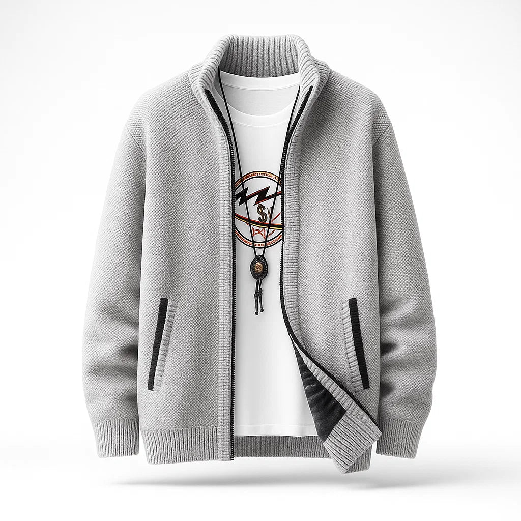 Men's Knit Cardigan - Stylish and Comfortable Layering Option Light Gray