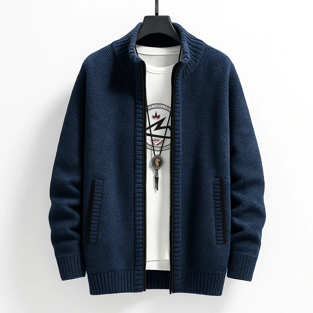 Men's Knit Cardigan - Stylish and Comfortable Layering Option Dark Blue