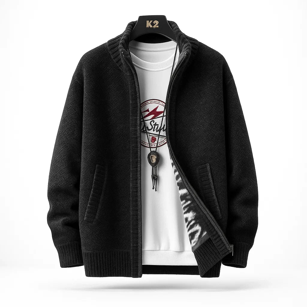 Men's Knit Cardigan - Stylish and Comfortable Layering Option Black