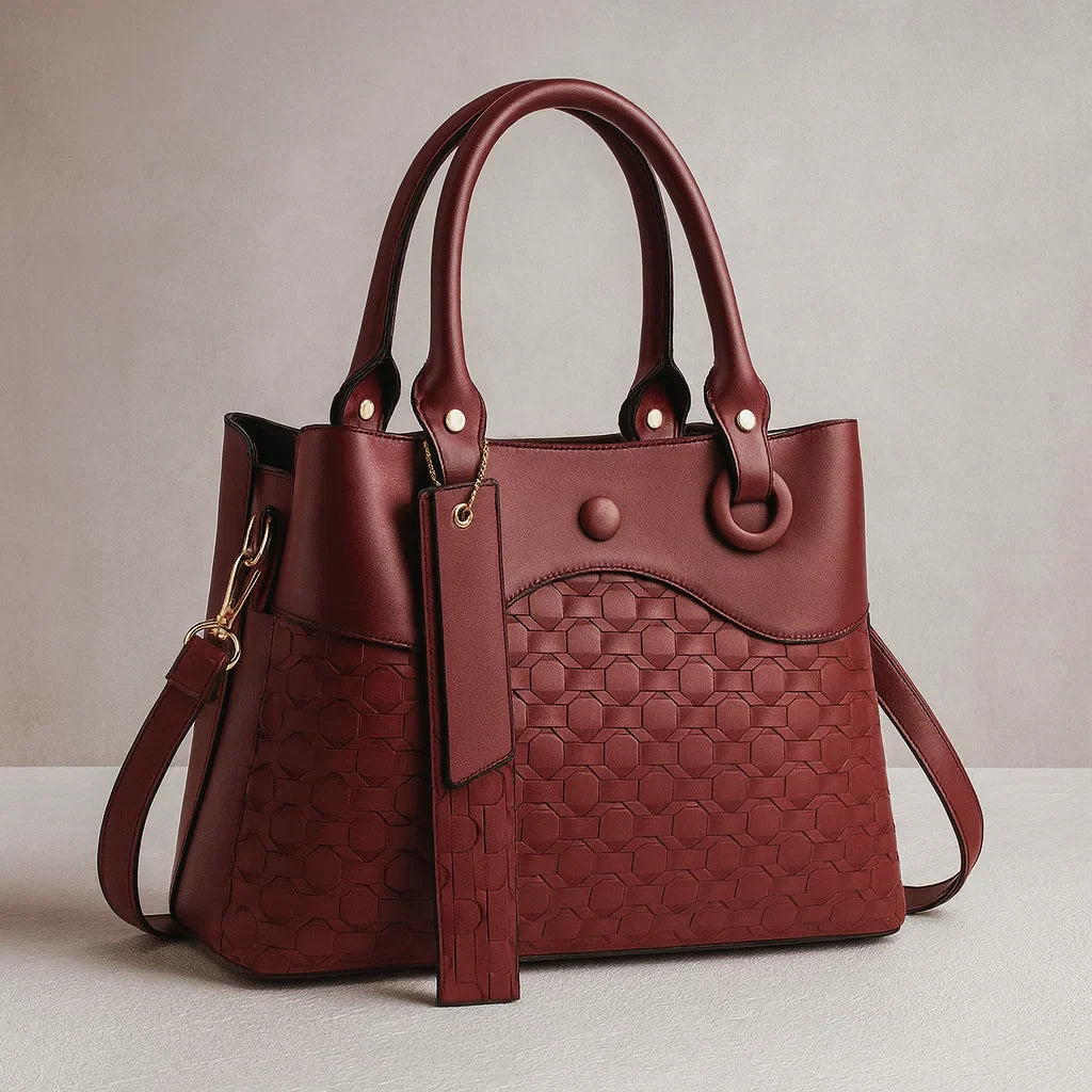 Elegant Square Tote Bag for Everyday Use Deep red