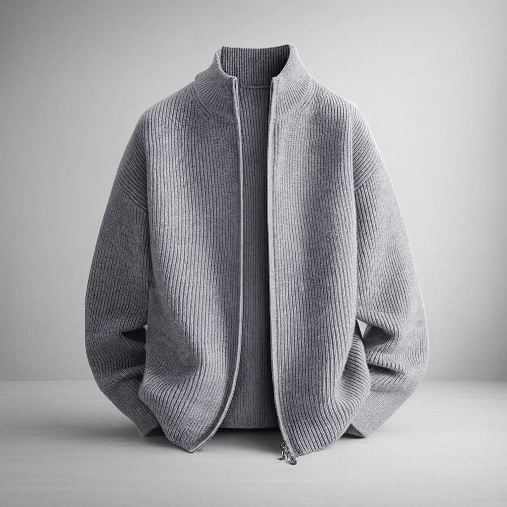Men's Knit Jacket – Valmoro Lattini Style Light Gray