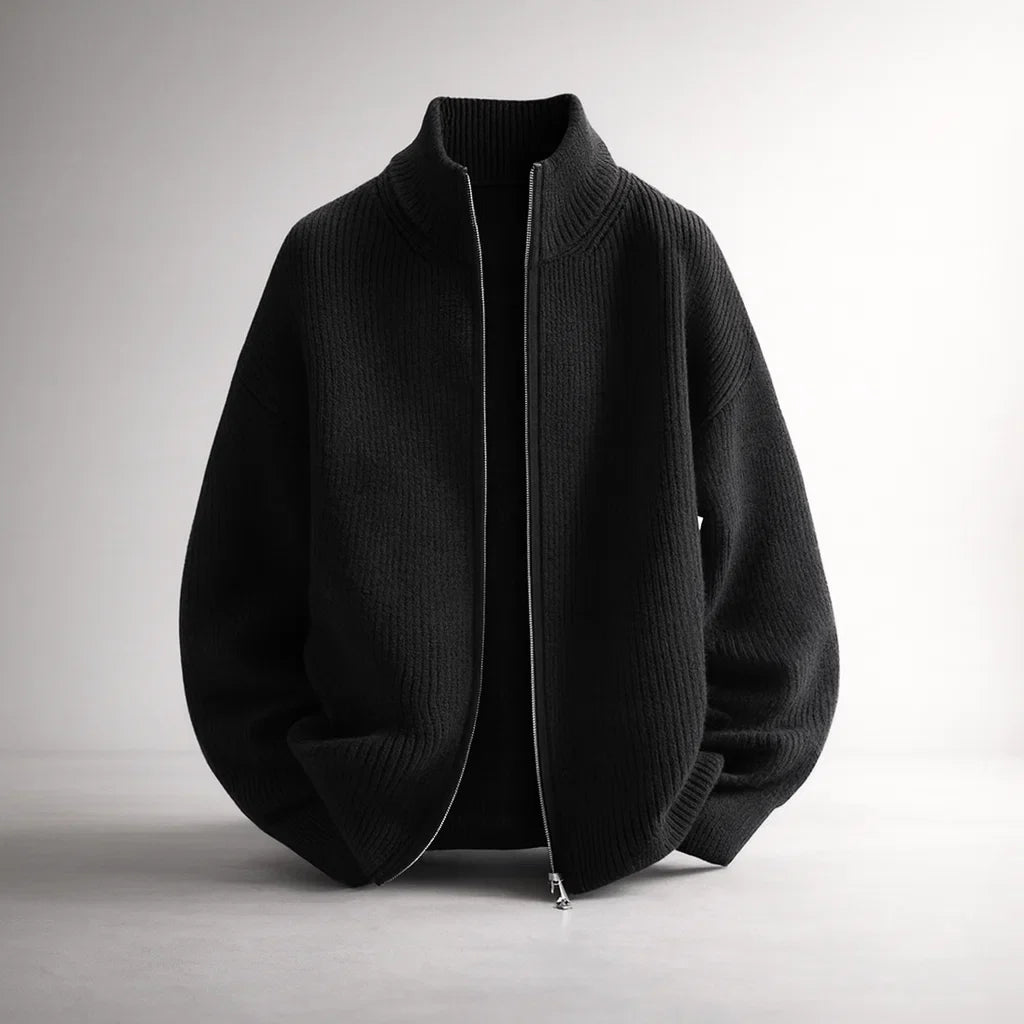 Men's Knit Jacket – Valmoro Lattini Style Black