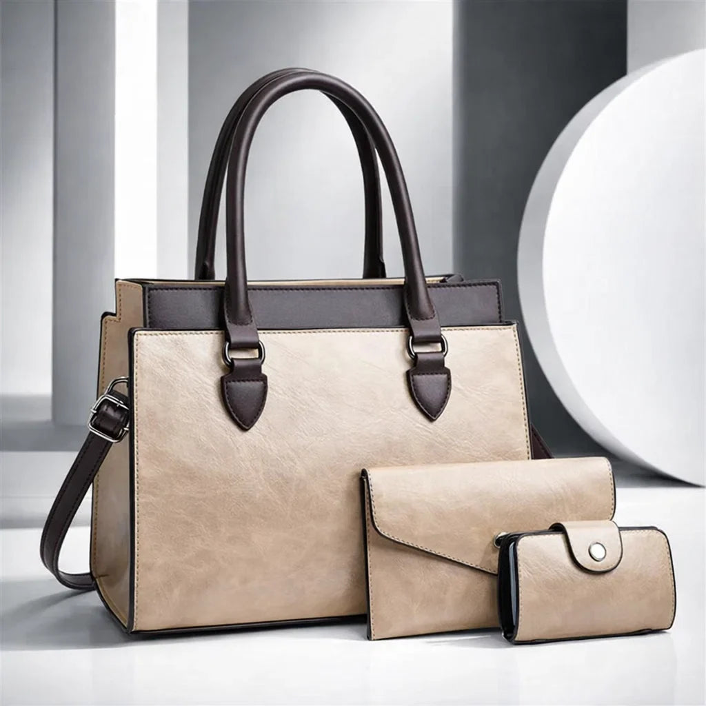 Elegant Tote Bag Set for Stylish Outings Khaki