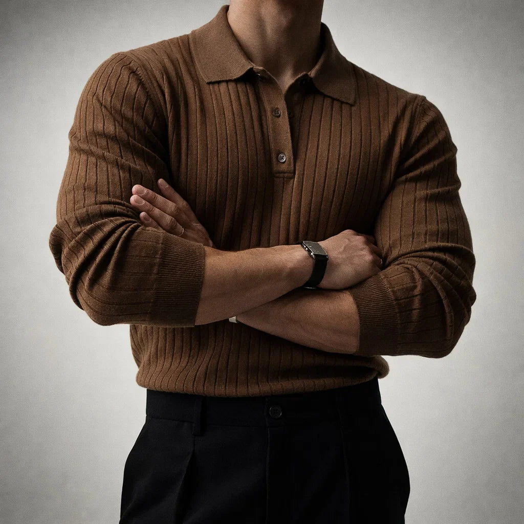 Men's Knit Polo - Ravello Style Brown