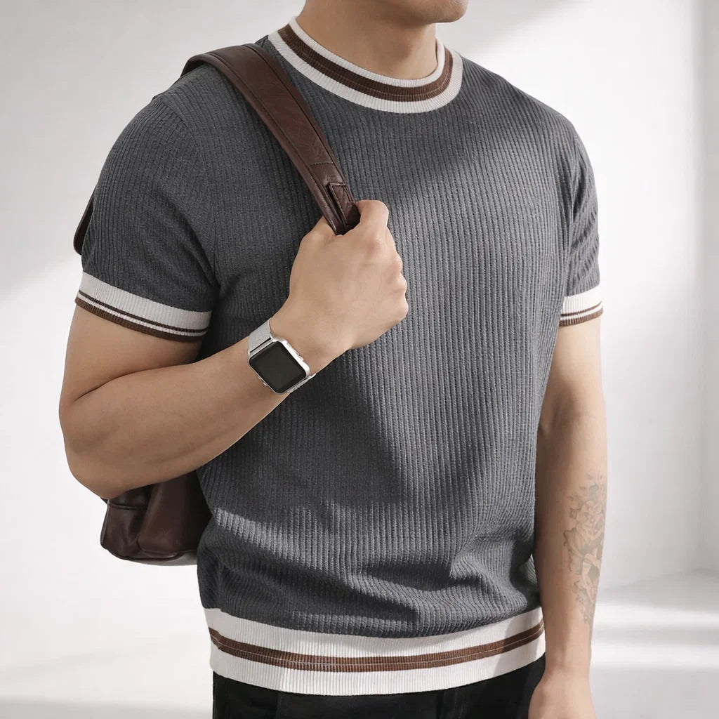 Men's Stripe Tee - Stylish and Comfortable Top Dark grey