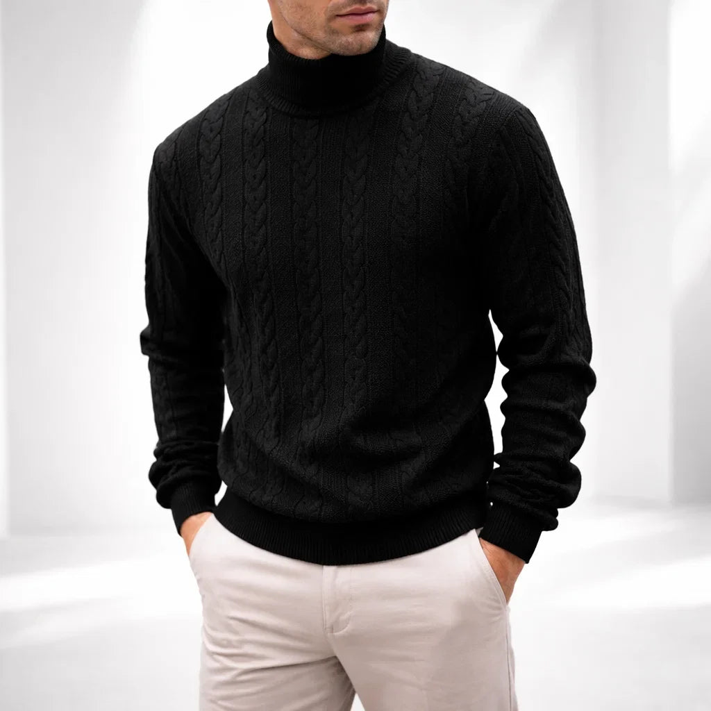 Men's High-Neck Knit Sweater Black