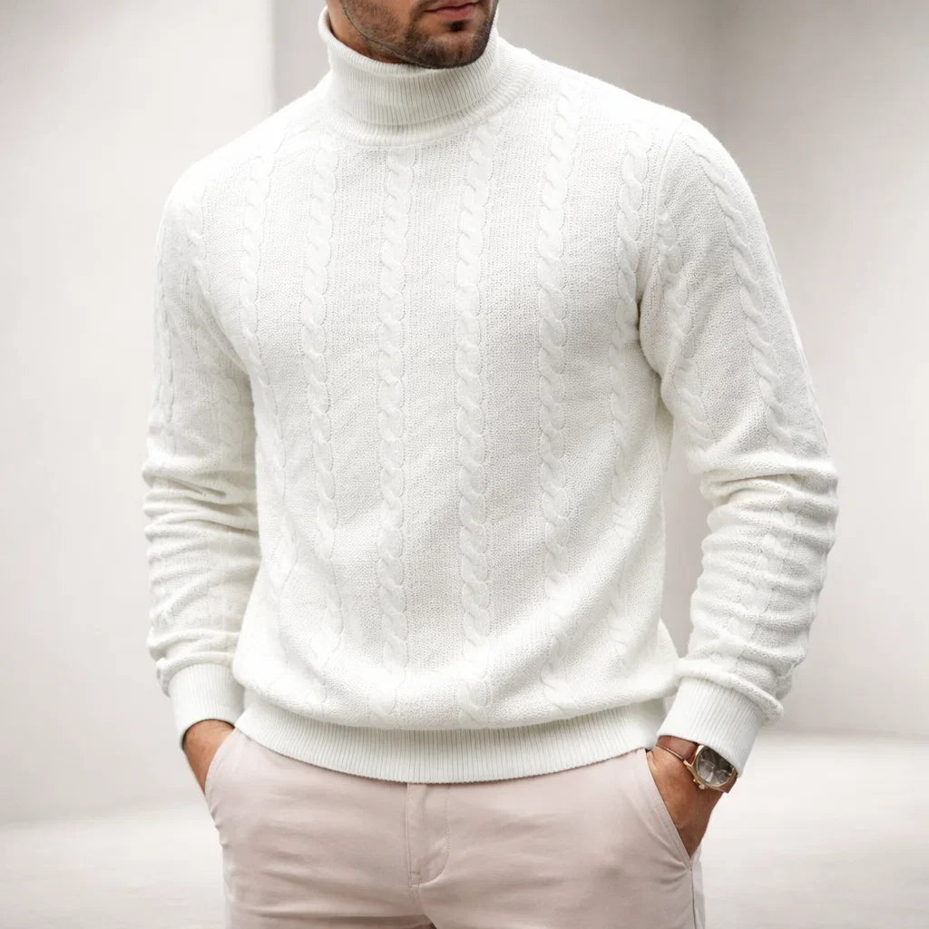 Men's High-Neck Knit Sweater White
