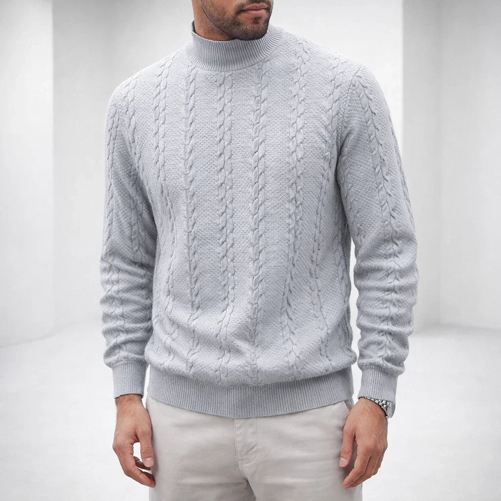 Men's High-Neck Knit Sweater Light Gray