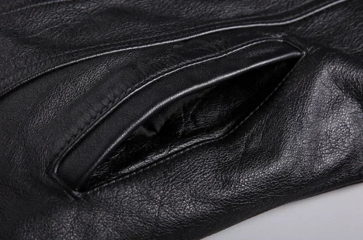Chaqueta de cuero desgastado para hombre con botones frontales