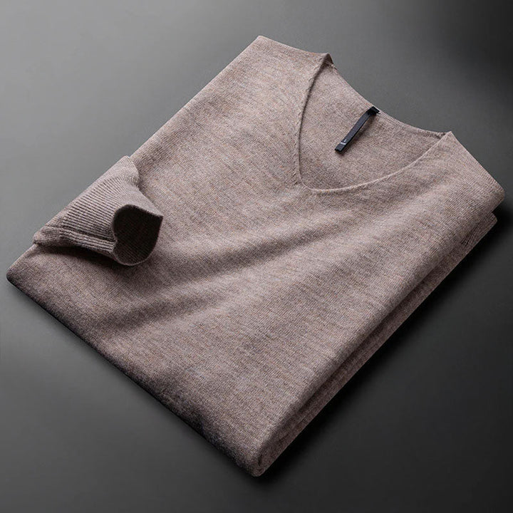 Pánský moderní oversized kardigan s výstřihem do V v cínové barvě