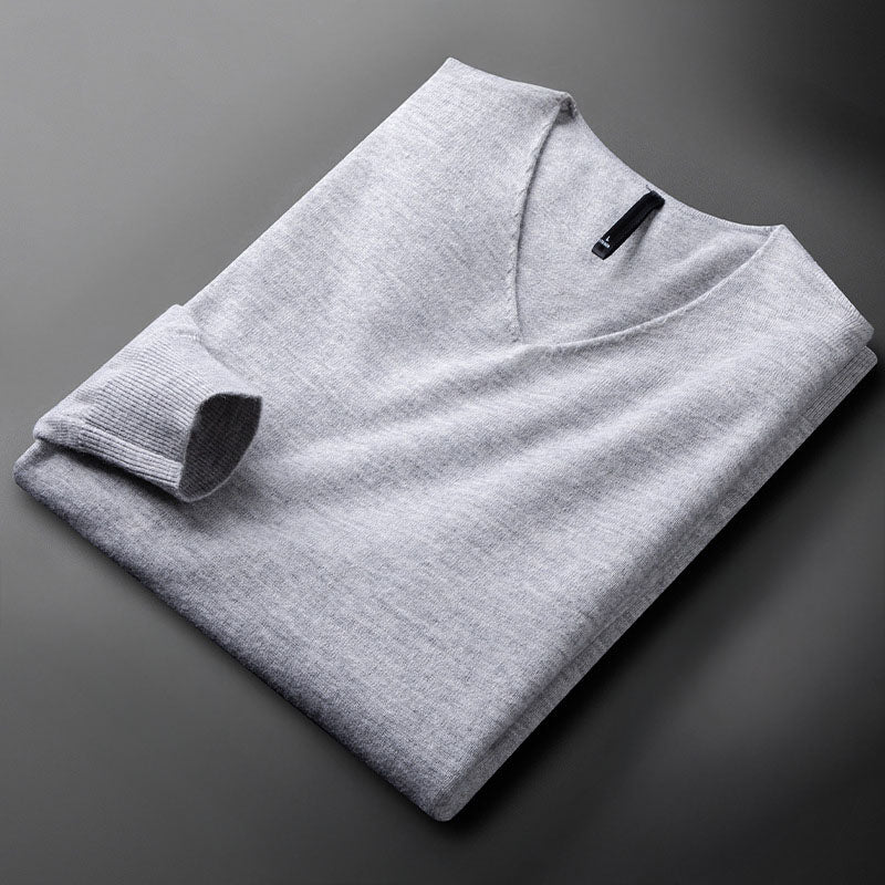 Pánský moderní oversized kardigan s výstřihem do V v cínové barvě