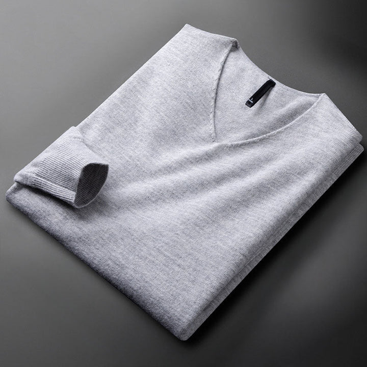 Pánský moderní oversized kardigan s výstřihem do V v cínové barvě