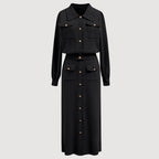 Elegant Knit Two-Piece Set for Effortless Style Black One-Size