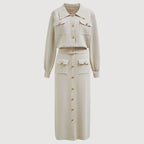 Elegant Knit Two-Piece Set for Effortless Style White One-Size