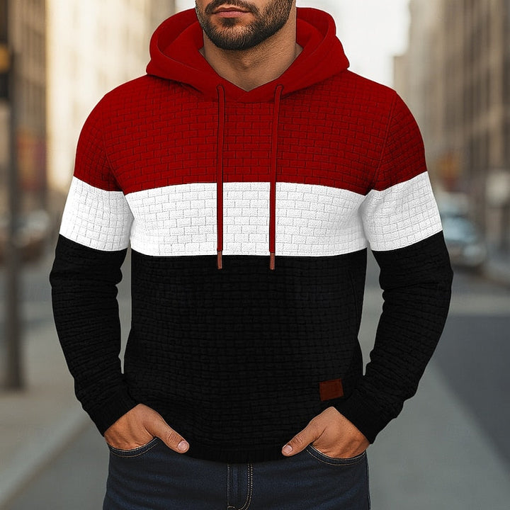 Men's Color Block Textured Hoodie