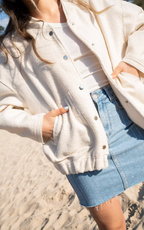 Womens Oversized Tweed Bomber Jacket Cozy Autumn Style