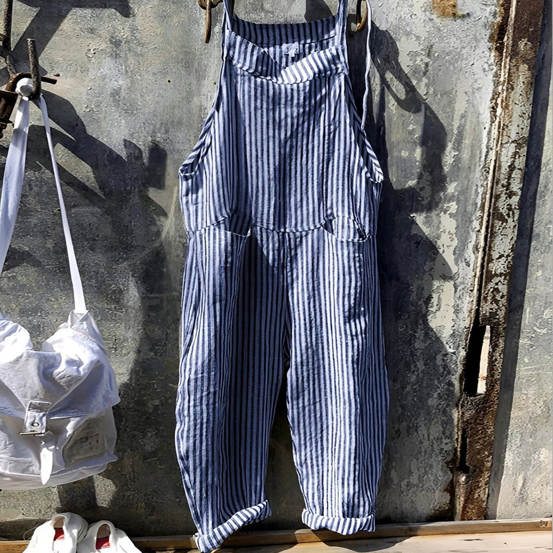 Rosie | Naisten vintage-raidallinen väljä lappuhaalari