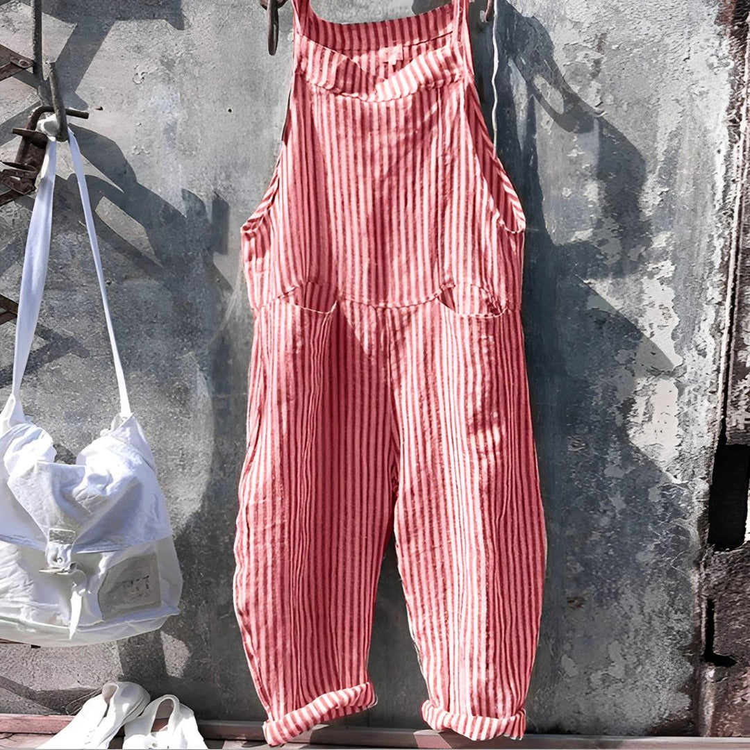 Rosie | Naisten vintage-raidallinen väljä lappuhaalari