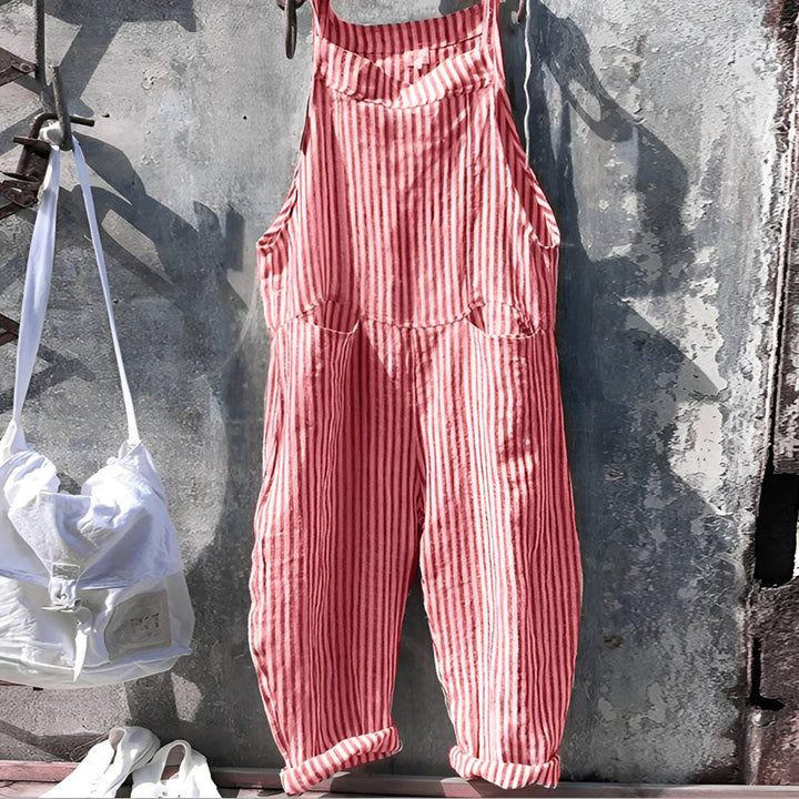 Rosie | Naisten vintage-raidallinen väljä lappuhaalari