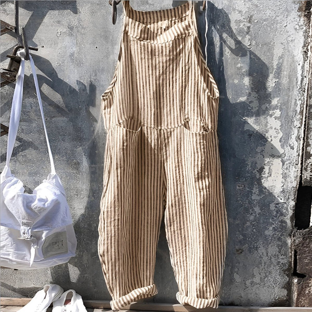 Rosie | Naisten vintage-raidallinen väljä lappuhaalari