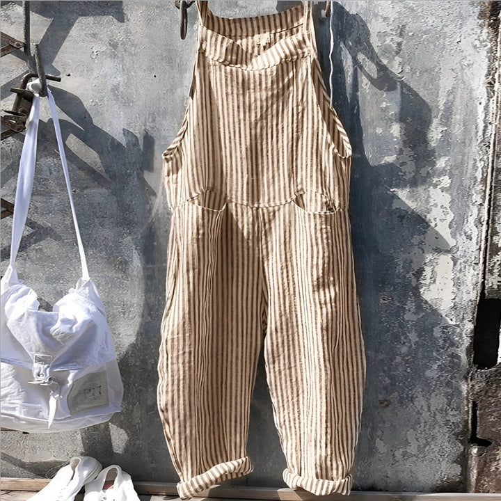 Rosie | Naisten vintage-raidallinen väljä lappuhaalari