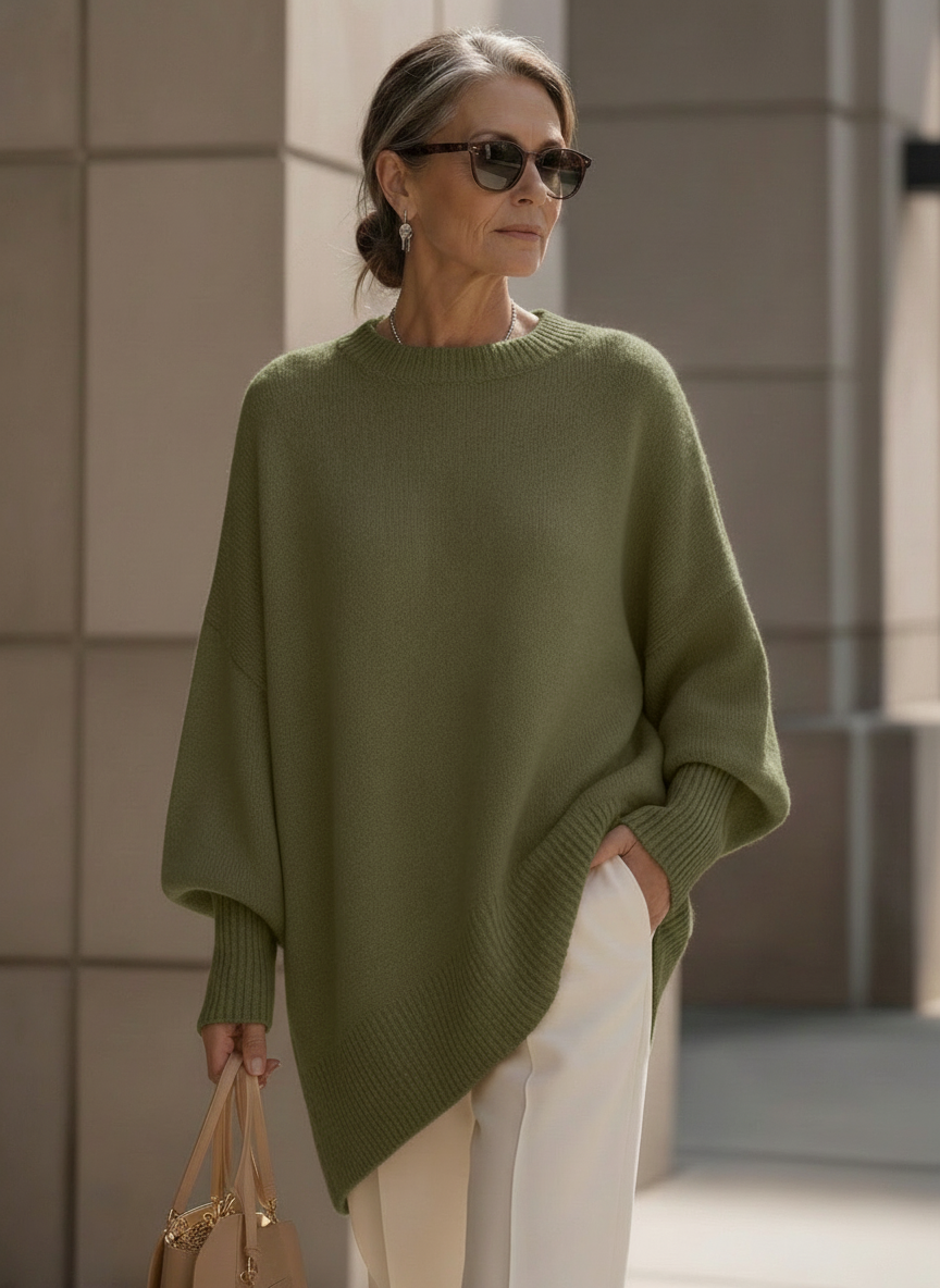 Women’s Oversized Knit Pullover – Cozy Loose-Fit Sweater for Everyday Style-MODAUTLET