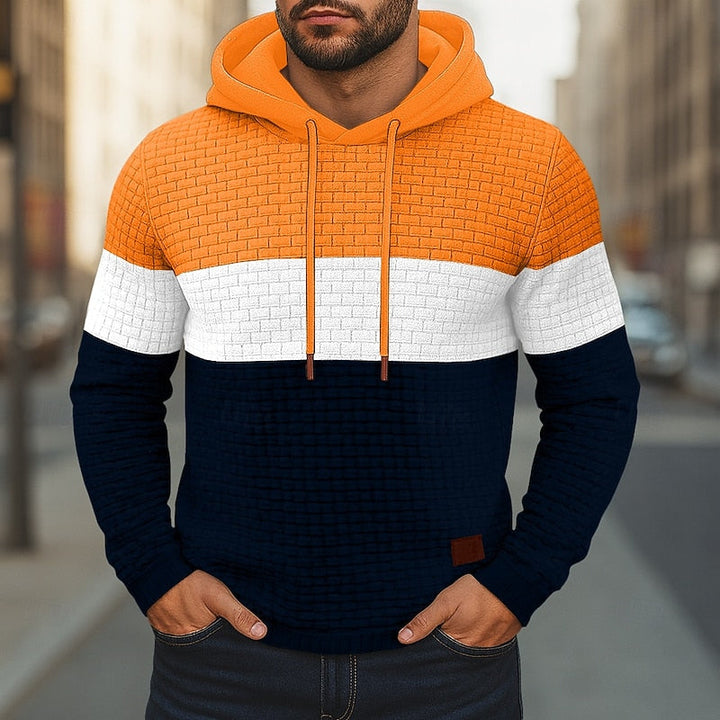 Men's Color Block Textured Hoodie