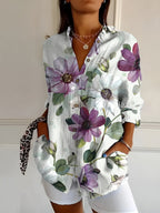 Women's Stylish Floral Blouse Purple