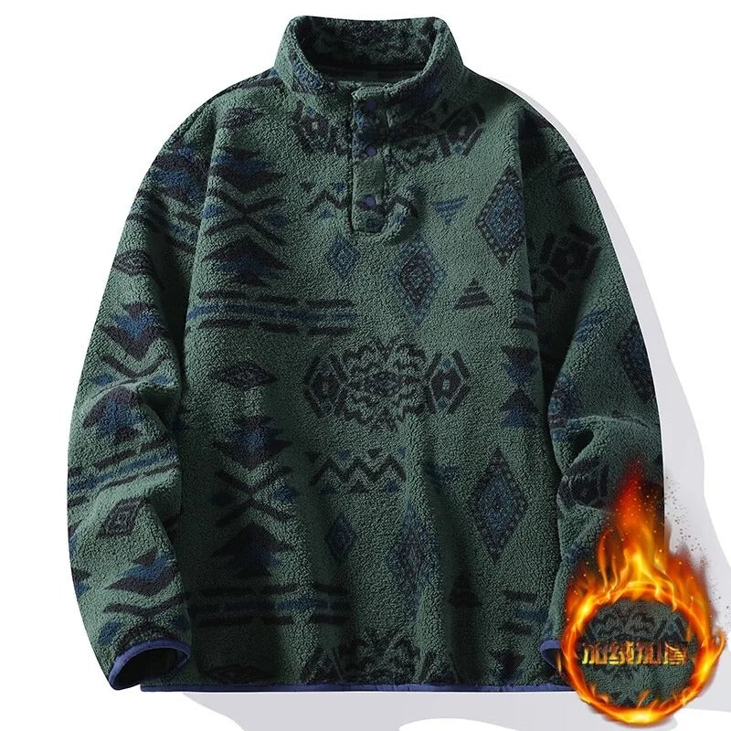 Men's Patterned Fleece Quarter-Zip Pullover