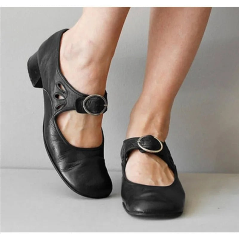 Denisa – Orthopaedic Leather Sandals Black