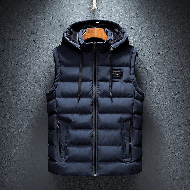 Evan – Fleece-Lined Hooded Vest Dark Blue