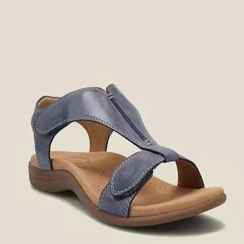 Adjustable Leather Orthopedic Sandals With Arch Support Blue