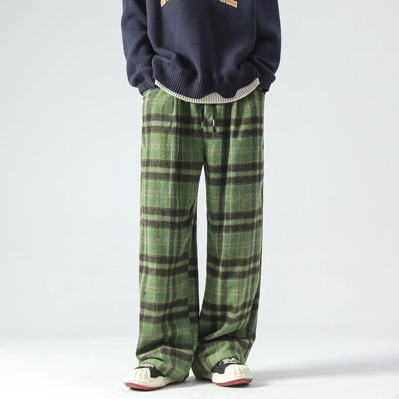 Men's Relaxed Plaid Pants-MODAUTLET