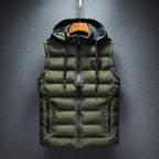 Evan – Fleece-Lined Hooded Vest Army Green