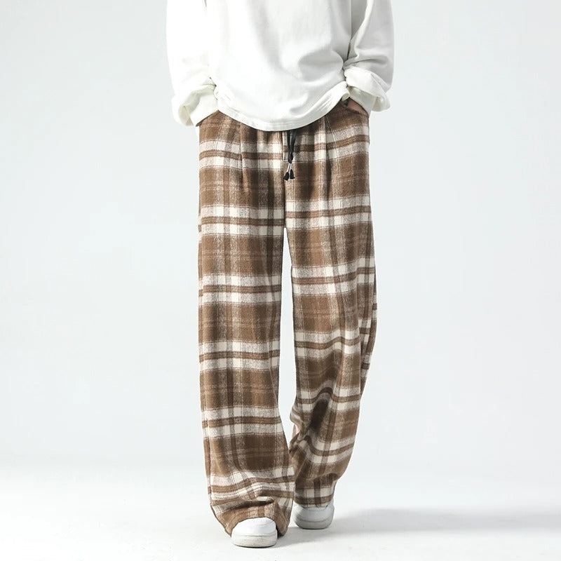 Men's Relaxed Plaid Pants-MODAUTLET