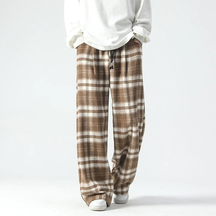 Men's Relaxed Plaid Pants-MODAUTLET