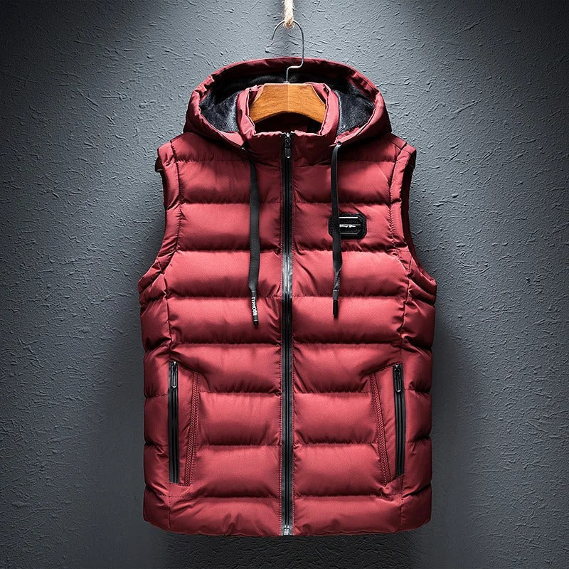 Evan – Fleece-Lined Hooded Vest Red