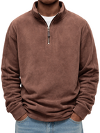 Men's Retro Quarter Zip Shirt Brown
