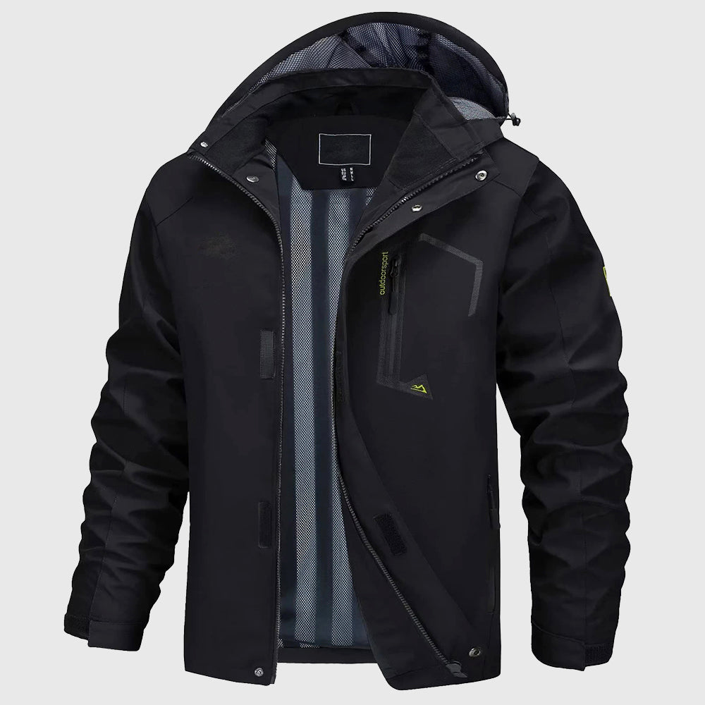 Men's Waterproof Hooded Jacket with Mesh Lining