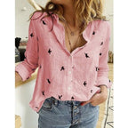 Womens Stylish Fashion Blouse Pink with Birds