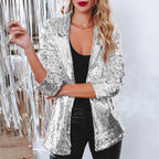 Women's Sequin Blazer Silver