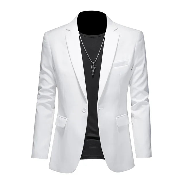 Mens Stylish Single Breasted Blazer Smart Casual For Men White