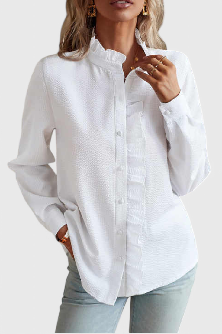 Women's Elegant Ruffles Blouse White