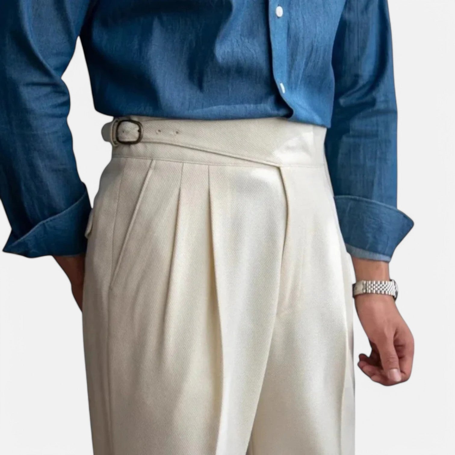 Men's Tailored High-Rise Trousers Beige