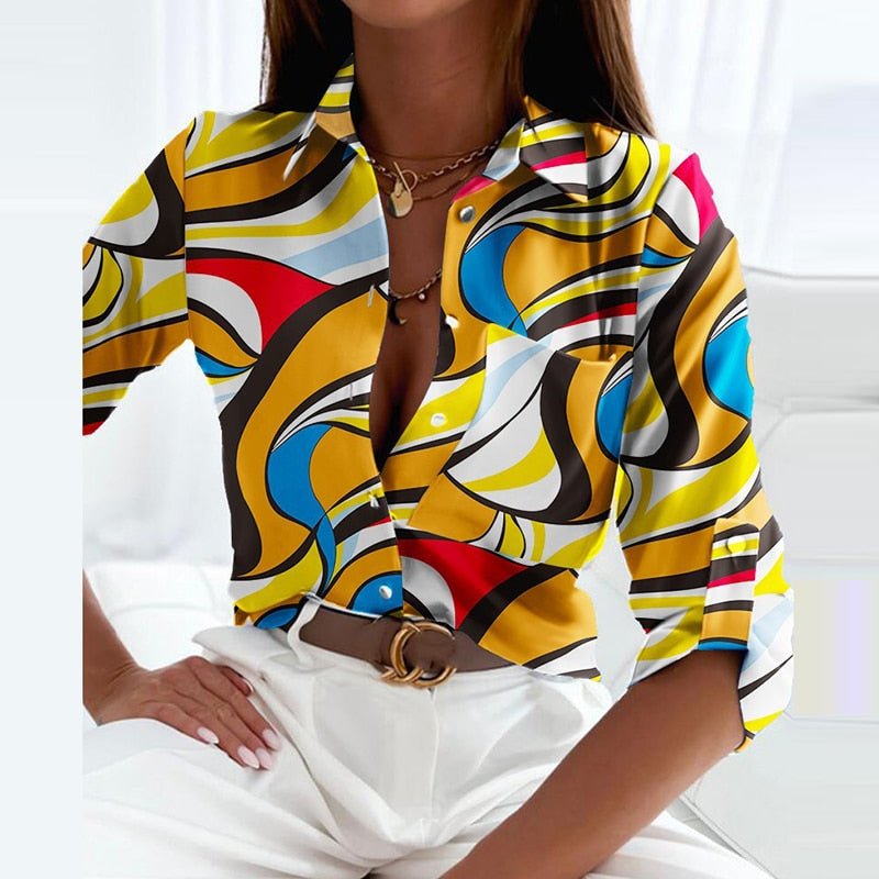 Women's Chic Collared Blouse Yellow Labyrinth