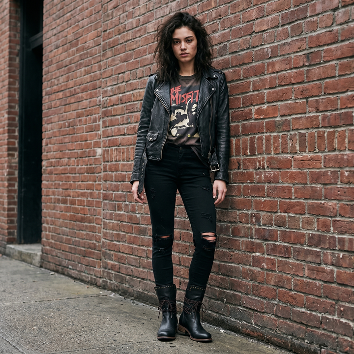 Botas de mujer con cordones, hasta media pantorrilla y con tachuelas