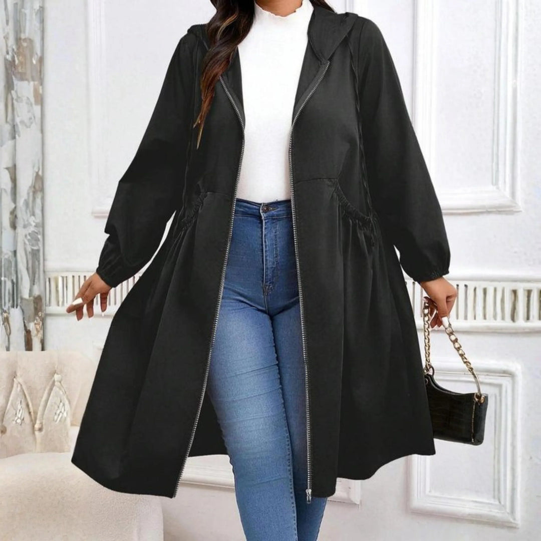 Women's Plus Size Zip-Up Hooded Coat