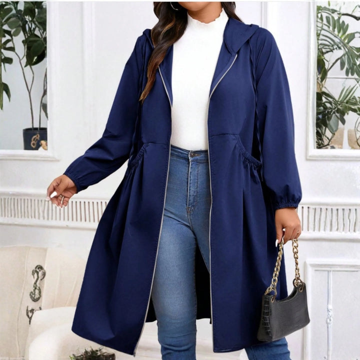 Women's Plus Size Zip-Up Hooded Coat